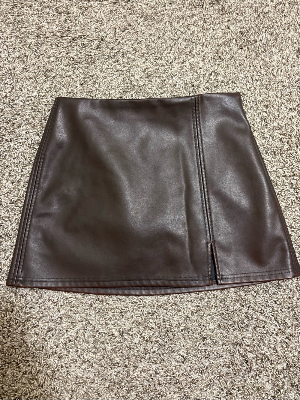 SO Faux Leather Mini Skirt in Chocolate Brown